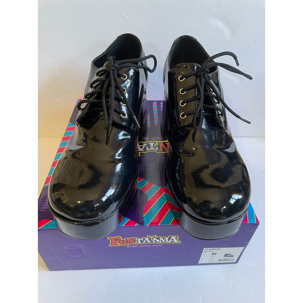 Funtasma Jazz-02 Men's Black Patent Platform Oxford Costume Shoes - Size M 10/11
